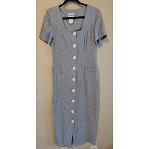Atina by Karon Crosby Vintage blue pin stripe, midi/maxi length-size 8